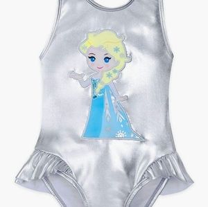 Disney metallic silver Elsa swimsuit for girls size 4t